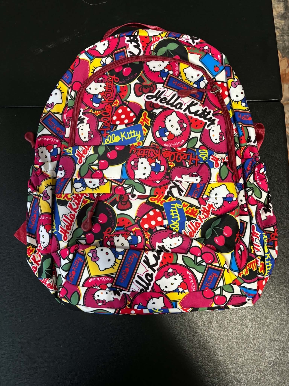 Hello Kitty Pink Red Yellow Multi-Icon Kids Backpack